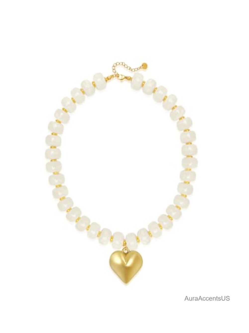 Resin Chunky Beaded Heart Pendant Necklace for Women, Multicolor Boho Statement